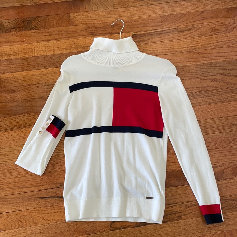 Tommy Hilfiger white-red Long sleeve High neck, size S
